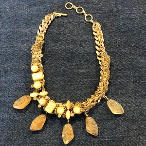 Stella & Dot Gold Pale Yellow Crystal Necklace